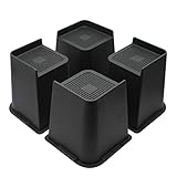 MYMULIKE Bed Risers 4 inch,6 inch, 8 inch, Oversized Furniture Risers, Support Up to 6000 Lbs, Lift 4 inch for Couch, Sofa, Table,Chair (Black 4 Pack, 6 inch)