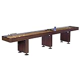Challenger Shuffleboard Table w Walnut Finish, Hardwood Playfield, Storage Cabinets