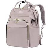 EMPSIGN 15.6-16.2 Inch Laptop Backpack for Women Water Repellent Back Pack with USB Port & RFID Blocking, Casual Light Weight College Student Book Bag for Travel School Work/ Light Dusty Pink
