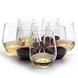 D'eco Unbreakable Stemless Wine Glasses 18 oz - 100% Tritan - Shatterproof, Reusable, Dishwasher Safe Drink Glassware (Set of 8) - Indoor Outdoor Drinkware- Great Holiday, Housewarming & Wedding Gift