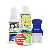 Lice Elimination Kit for Kids by Schooltime - Includes 6 oz Shampoo, 2 oz Spray Away with Stainless Steel Comb - Solution for Total Lice Removal & Prevention - Safe & Ideal for Young School Children