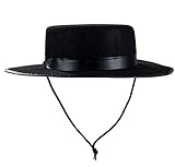 Tigerdoe Spanish Hat - Gaucho Hat, Amish Hat, Black Fedora Flat Top - Costume Hats