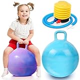 2 Pcs Space Hopper Ball Bouncing Ball for Kids 22 Inches Bouncy Balls for Kids Ages 6-12 Bouncy Ball with Handle Hippity Hop Balls with Air Pump for Birthday Party Favors School Team Family Events
