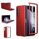 Foluu Slim Fit Case for Samsung Galaxy Z Fold 5 Case, with Front Built-in Screen Protector, Ultra Thin Matte PC Protective Cover for Samsung Galaxy Z Fold5 5G 2023 (Red)