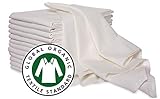 AMOUR INFINI Flour Sack Kitchen Towels - Pack of 12 Organic Cotton Kitchen Towel - Washable Super Absorbent Flour Sack Kitchen Towels - Cloth Napkins, Cheese Strainers (28x28 inches - Off White)