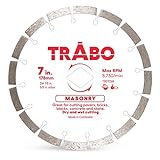 Trabo 7 Inch Masonry Segmented Rim Diamond Bond Blade for Cutting Cement, Pavers, Concrete with Rebar, Natural Stone and More, with 7/8 Inch Arbor with 5/8 Inch Reducer Ring