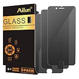 Ailun Screen Protector for iPhone 8 Plus 7 Plus Privacy Anti Glare 3Pack Anti Spy Private Tempered Glass [Black]