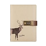Odeowalker Diary with Combination Lock PU Leather Notebook Journal Cute Animal Journals A5 Size 224 Pages with Pen Holder for Girl Women Boy Teenagers Nice Gift