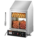 VEVOR Hot Dog Machine, 36 L, 2-Tier Hot Dog Steamer for 200 Hotdogs & 42 Buns, 1200W Electric Bun Warmer Cooker with Rotary Knob Temp Display