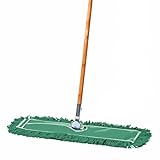 Tidy Tools Commercial Dust Mop & Floor Sweeper, 24 in. Dust Mop for Hardwood Floors, Reusable Dust Mop Head, Wooden Broom Handle, Industrial Dry Mop for Floor Cleaning & Janitorial Supplies, Green