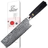 FODCOKI Japanese Vegetable Nakiri Knife- 67 Layers Damascus Steel 7 inch Asian Cleaver Kitchen Chef Knife for Cutting Chopping VG-10 Blade Wooden Handle