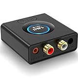 1Mii Bluetooth 5.0 Audio Receiver, Wireless Audio Adapter for Home Stereo Music Streaming System with 3.5 mm RCA, Bass Mode, 12hrs Playtime(Upgraded)