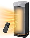 Sunnote Space Heater for Indoor Use, 1500W Fast Heating, Electric & Portable Ceramic Heaters with Thermostat, 5 Modes, 24Hrs Timer, 80°Oscillating Room Heater with Remote, Safe for Office Bedroom Use