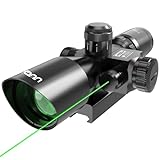 UUQ 2.5-10x40E Rifle Scope with Red/Green Illuminated Mil-dot with Red/Green Laser Combo- Green Lens Color, Tactical Scope for Gun Air Hunting Rifles, Includes Free 20mm Mount (Green Laser)
