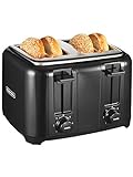 Proctor Silex 4 Slice Toaster with Extra Wide Slots for Bagels, Cool-Touch Walls, Shade Selector, Toast Boost, Auto Shut-off and Cancel Button, Black (24215PS)