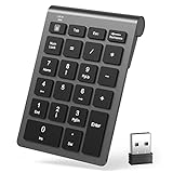 LIANGSTAR Number Pad, Wireless Numeric Keypad 22 Keys Portable Keyboard Extensions with 2.4GHz USB Receiver for 10 Key Financial Accounting Data Entry, Surface Pro, Laptop, Desktop, PC, Notebook