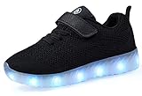 AoSiFu Kids Light Up Shoes Toddler Girls Boys Breathable Led Flashing Sneakers USB Charge A-Black26