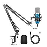 Neewer USB Microphone for Windows and Mac with Suspension Scissor Arm Stand, Shock Mount and Table Mounting Clamp Kit for Broadcasting and Sound Recording (Blue)