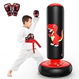 QPAU Inflatable Punching Bag, 48 Inch Stable Inflatable Boxing Bag for 3-6 Kids,Dinosaur Toy & Gifts for Boys and Girls, Kids Boxing Set for Practicing Karate, Taekwondo