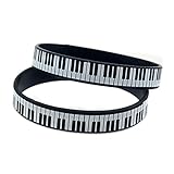 LiFashion LF 2pcs Black Rubber Silicone Piano Key Musical Instrument Hip Hop Keyboard Concert Music Bracelet Wristband Gift for Pianist Musician Dancer