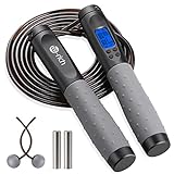 Te-Rich Weighted Skipping/ Jumping Rope with Counter for Men Women Kids Fitness Exercise Training - Heavy Handles, Adjustable Length - Cordless