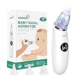 GROWNSY Nasal Aspirator for Baby | Baby Nose Sucker | Electric Nose Suction for Toddler, Ergonomic Booger Sucker with 3 Silicone Tips, Pause & Music & Light Soothing Function