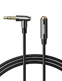 UGREEN 3.5mm Headphone Extension Cable Right Angle Aux Extender Stereo Jack Male to Female Earphone Lead Nylon Cord Compatible with Smart TV, Car Radio, PC, MacBook, Speaker, MP3 Player, Phone, 6.6FT
