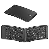 Nulea RT06 Business Series Leather Bluetooth Foldable Keyboard, Folding Portable Keyboard for Travel, Luxury and Comfortable Ergonomic Typing Experience- Black