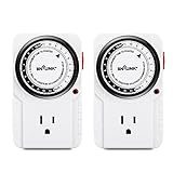 BN-LINK 24 Hour Plug-in Mechanical Timer Grounded for Aquarium, Grow Light, Hydroponics, Indoor Lighting, Home Appliances, ETL Listed 125VAC, 60 Hz, 1875W, 15A, 1/2HP (2 Pack)