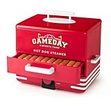 Nostalgia Game Day Hot Dog Streamer and Bun Wamer, Fits 20 Dogs and 8 Buns, Steams Pot Stickers, Veggies, Potatos, and Other Appetizers or Toppings