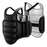Taekwondo Sparring Chest Protector, Boxing Body Protector Reversible, Kickboxing MMA Muay Thai Chest Guard, Sparring Training Heavy Punching, Martial Arts Upper Belly Protection Pad (S,Black White)