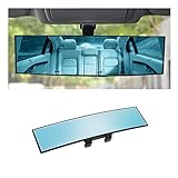 Car Rearview Mirror, 12 Inch Panoramic Wide Angle Anti-Glare, Clip on Auto Rear View Mirror, HD Clear Convex Surface, Car Interior Accessories Universal for SUV, Truck, Van, Vehicles (Blue)