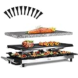 Artestia Raclette Table Grill,1500W Raclette Grill,10 Paddles Korean Bbq Grill,Cheese Raclette with Grill Stone and Non-Stick Reversible Aluminum Plate for Parties Family