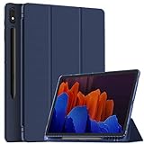 Soke Galaxy Tab S7 Plus 12.4 inch Case with S Pen Holder, Slim Lightweight Translucent Soft TPU Back Cover with Auto Wake/Sleep for Samsung Tab S7 + 12.4 [SM-T970/T975/T976/T978], Navy