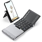 Foldable Keyboard, iClever BK08 Bluetooth Keyboard with Sensitive Touchpad (Sync Up to 3 Devices), Pocket-Sized Tri-Folded Portable Keyboard for iPad Mac iPhone Android Windows iOS, Silver
