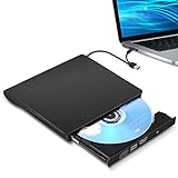 External CD/DVD Drive for Laptop, Type-C CD/DVD Player USB 3.0 Portable Burner Writer Reader Compatible with Mac MacBook Pro/Air iMac Desktop Windows 7/8/10/XP/Vista (Black)