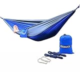 WoneNice Camping Hammock - Portable Lightweight Double Nylon Hammock, Best Parachute Hammock with 2 x Hanging Straps for Backpacking, Camping, Hiking, Travel, Beach, Yard and Garden Blue/Grey