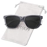 MEETSUN Polarized Sunglasses for Women Men Classic Retro Designer Style (Transparent Gray Frame/Gray Lens, 54)