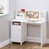 UTEX Kids Study Desk with Storage, Wooden Children School Study Table with Hutch and Storage Cabinet for 3-8 Years Girls Boys, Student's Study Computer Workstation Writing Table, White