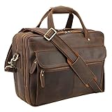 Polare 15.7' Full Grain Cowhide Leather Laptop Business Briefcase Work Bag College Bag Messenger Bag for Men