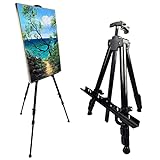 Ns Jymb Portable Artist Easel Stand, Metal Tripod Adjustable Easel for Painting Canvases Height from 17 to 66 Inch,Carry Bag for Table-Top/Floor Didplaying and Wedding Signs,Black