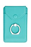 YUNCE Cell Phone RFID Ring Stand Stick on Wallet for Back of Phone for iPhone Android and All Smartphones Adhesive Credit Card Holder for Cell Phone-Green