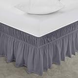 Utopia Bedding Full Elastic Bed Ruffle - Easy Wrap Around Ruffle - Microfiber Bed Skirt with Adjustable Elastic Belt 16 Inch Tailored Drop - Hotel Quality Bedskirt, Fade Resistant (Full, Grey)