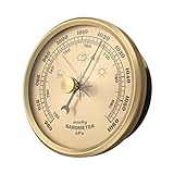 Dial Barometer, 3 in 1 Barometer with Built in Hygrometer and Thermometer, Air Pressure Gauge 70mm for Wall Mount Embedded Weather Forecast Station Hygrometer Yongwiory