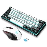 Snpurdiri 2.4G Wireless Gaming Keyboard and Mouse Combo, Include Mini 60% Merchanical Feel RGB Backlit Keyboard, Ergonomic Vertical Feel Small Wireless Mouse(White and Black)