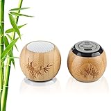 jindaaudio Bamboo Mini Speakers 2pcs, Portable Bluetooth Speakers Dual Speaker Speakers with Bass & 3D Surround Sound Effect, Waterproof Speakers with High Sound Quality & Mic