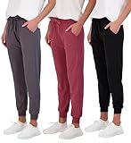 Real Essentials Women's Lounge Jogger Soft Teen Sleepwear Pajamas Fashion Loungewear Yoga Pant Active Athletic Track Running Workout Casual wear Ladies Sweatpants Pockets, Set 6, XL, Pack of 3
