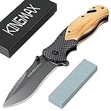 KINGMAX Pocket Knife for Men, Stainless Steel Folding Knife,Perfect for Camping Hunting Fishing Indoor Outdoor,Survival Knife with Pocket Clip,Glass Breaker,Gifts for Men Women Dad (Grey)