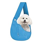 FDJASGY Small Pet Sling Carrier-Hands Free Reversible Pet Papoose Bag Tote Bag with a Pocket Safety Belt Dog Cat for Outdoor Travel
