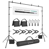 Julius Studio 10.1 ft. Wide Extra Crossbar Length Adjustable Backdrop Stand, 7.5 ft. Tall Extra Height (Max 122 x 92 inch) Photo Background Support System with Clamps, Elastic String Clip, JSAG283